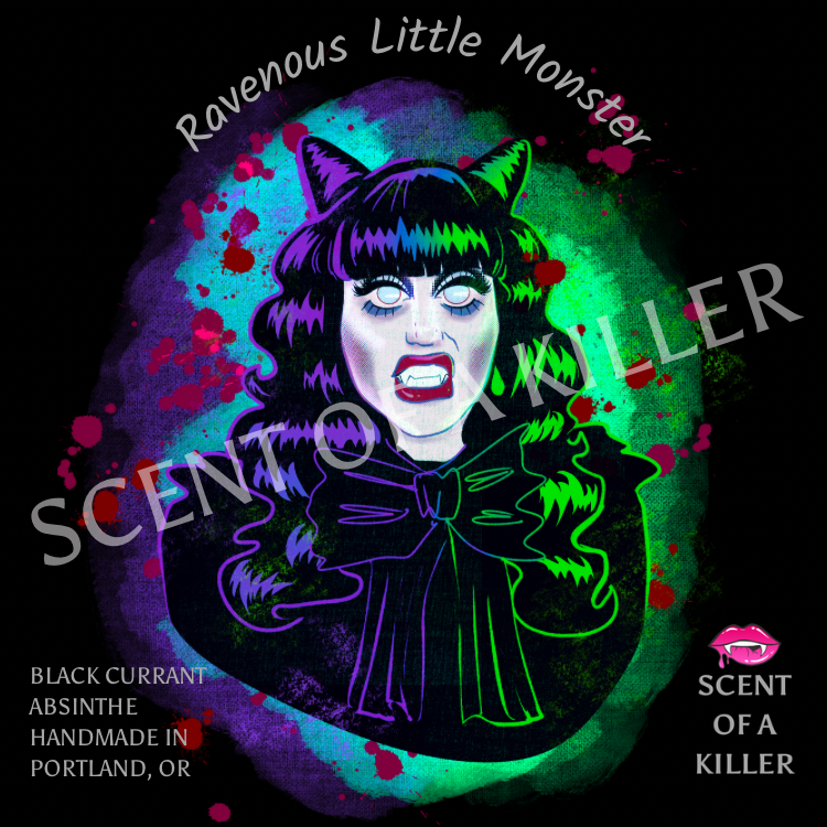 Ravenous Little Monster (BellerisAliveArt Collab Black Currant Absinthe Parody Candle)
