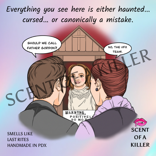 Conjuring Chuckesme (Smells Like Last Rites Parody Candle)