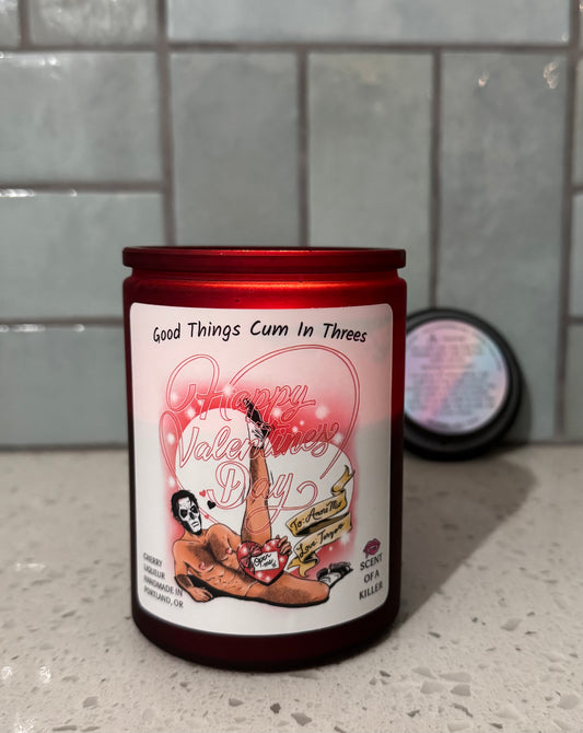 Good Things Cum In Threes (Cherry Liqueur Parody Candle)
