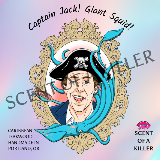 Captain Jack! Giant Squid! (Caribbean Teakwood Parody Candle)