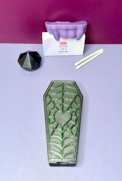 Gothic Coffin Wax Melts Set | Coffin Shaped Wax Melts in 3D Printed Coffin Holder