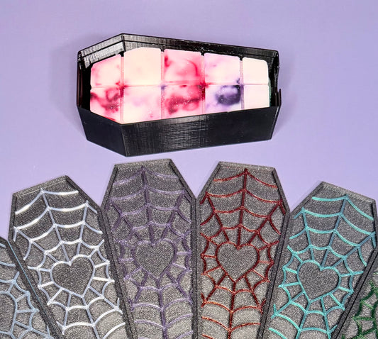 Gothic Coffin Wax Melts Set | Coffin Shaped Wax Melts in 3D Printed Coffin Holder