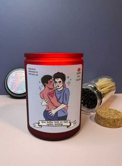 Hold on Tight, Spider Monkey (BellerisAliveArt Collab Woods & Musk Parody Candle)