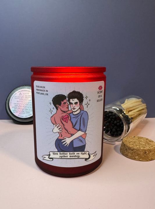 Hold on Tight, Spider Monkey (BellerisAliveArt Collab Woods & Musk Parody Candle)