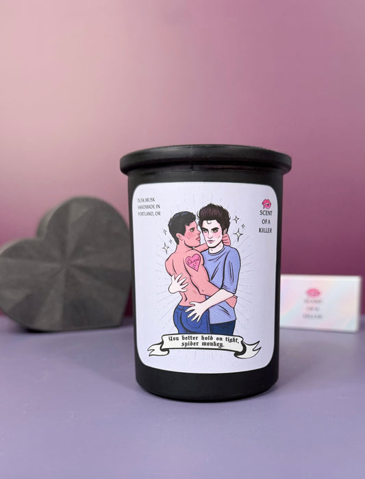 Hold on Tight, Spider Monkey (BellerisAliveArt Collab Woods & Musk Parody Candle)