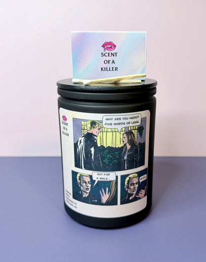 Out. For. A. Walk. [Bleep]. (BellerisAliveArt Collab Dragon’s Blood Incense Parody Candle) - Black Frosted Jar