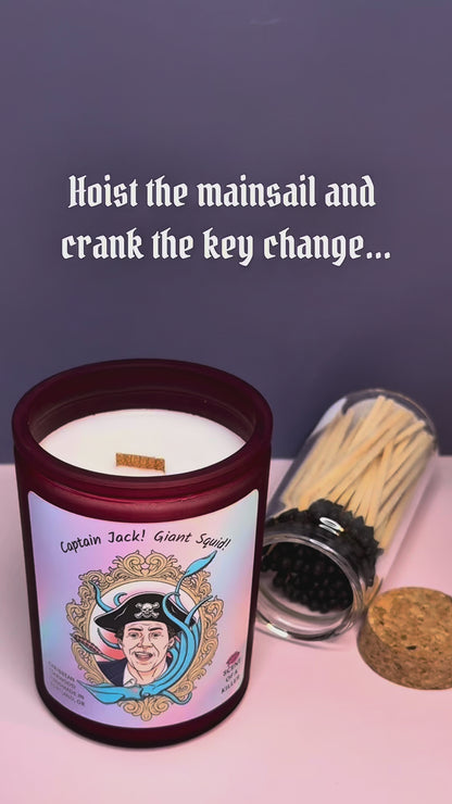 Captain Jack! Giant Squid! (Caribbean Teakwood Parody Candle)